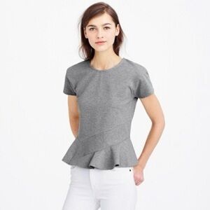 J. Crew Women’s Grey Knit Short Sleeve Peplum Blouse Size L